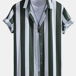 Stripe Print Shirt & Swim Short Set