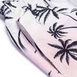 Palm Trees Print Linen Cotton Shirt & Swim Shorts Set