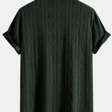 Knitted Geometric Rhombus Jacquard Cuban Shirt