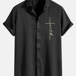 Faith Letter Print Button Up Shirt