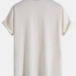 Short Sleeve Waffle Cuban Shirt & Straight Leg Linen Pants Set