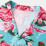 Short Sleeve Red Rose Print Revere Shirt