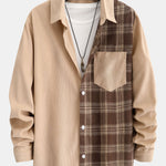 Plaid Corduroy Patchwork Button Up Shirt
