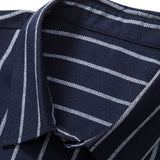Cotton Blend Striped Button Up Shirt