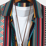Ethnic Geometric Print Button Up Shirt