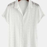 Geometry Textured Cuban Shirt & Straight Leg Linen Pants Set