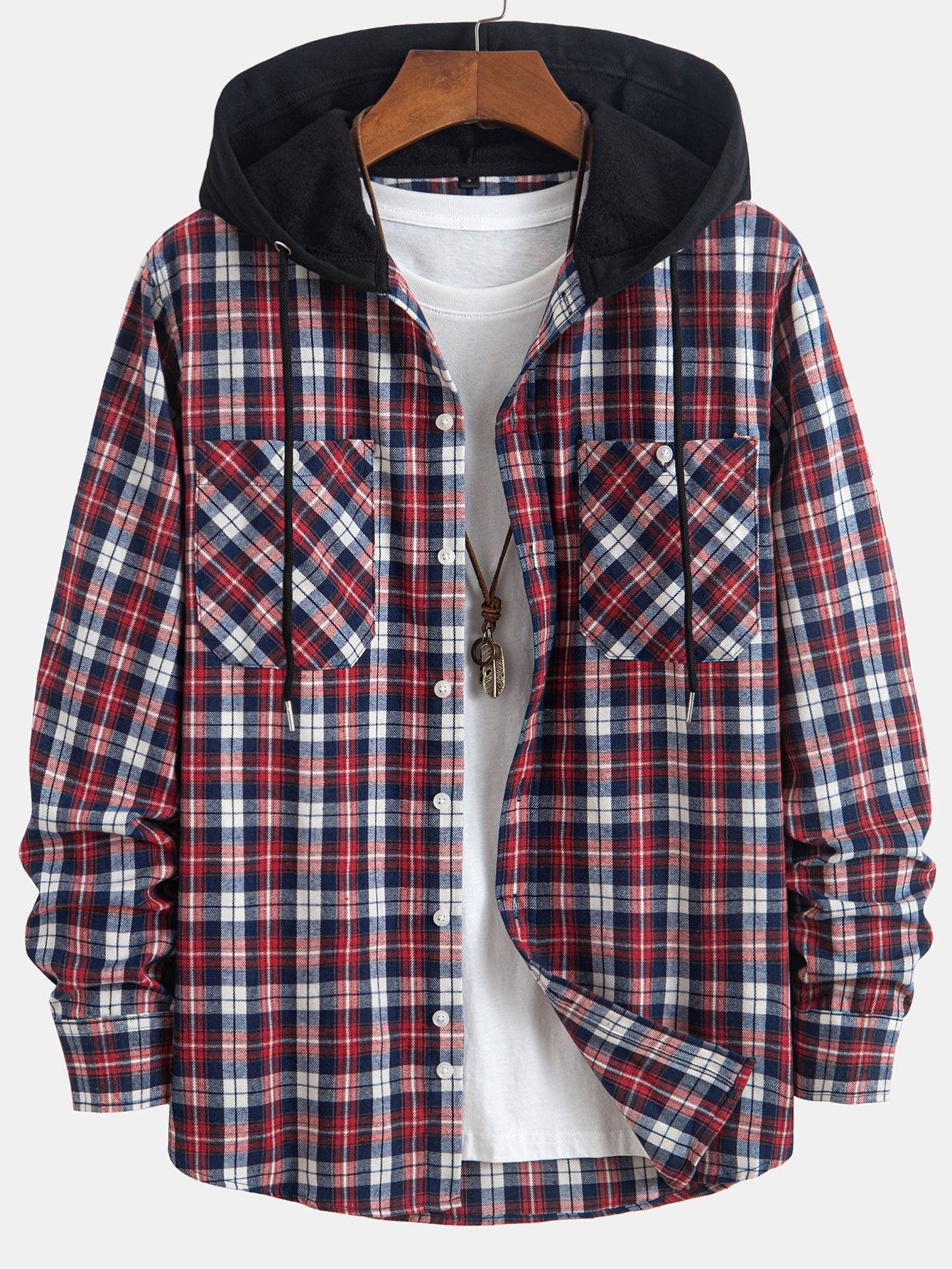 Plaid Hooded Shirt