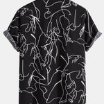 Abstract Line Print Buttton Up Shirt