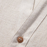 Short Sleeve V Neck Linen Rayon Blend Shirt