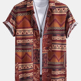 Floral Geometric Patchwork Print Cotton Shirt & Linen Cotton Blend Shorts Set