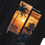 Palm Trees Landscape Slogan Print Oversize T-Shirt & Swim Shorts Set