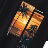 Palm Trees Landscape Slogan Print Oversize T-Shirt & Swim Shorts Set