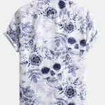 Skull Floral Print Button Up Shirt