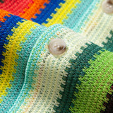 Colorful Striped Waffle Texture Cuban Shirt