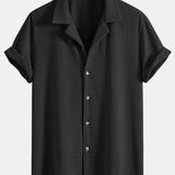 Short Sleeve Waffle Cuban Shirt & Straight Leg Linen Pants Set