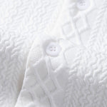 Rhombus Geometric Jacquard Textured Cuban Shirt