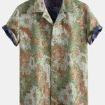 Painted Floral Jacquard Cuban Shirt & Shorts Set
