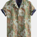 Painted Floral Jacquard Cuban Shirt & Shorts Set