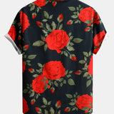 Red Rose Print Shirt & Swim Shorts Set