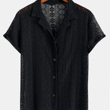 Geometry Textured Cuban Shirt & Shorts Set