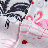 Palm Tree Flamingo Print Shirt & Swim Shorts Set