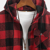 Teddy Lined Flannel Plaid Hooded Shirt