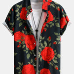 Red Rose Print Shirt & Swim Shorts Set