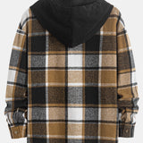Corduroy Plaid Hooded Shirt & Drawstring Corduroy Cargo Jogger Pants Set