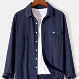 Long Sleeve Flap Pocket Corduroy Shirt