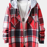 Long Sleeve Hooded Flannel Plaid Overshirt