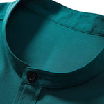 Muscle Fit Stripe Threaded Cuff Stand Collar Shirt