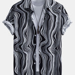 Marble Texture Print Shirt & Swim Shorts Set