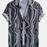 Marble Texture Print Shirt & Swim Shorts Set
