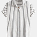 Cotton Blend Striped Shirt & Straight Leg Linen Pants Set