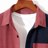Long Sleeve Two Tone Corduroy Overshirt