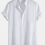 Linen Cotton Stand Collar Shirt & Linen Cotton Blend Pants Set