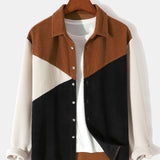 Long Sleeve Color Block Corduroy Shirt