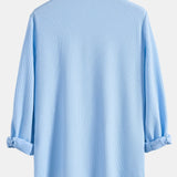 Long Sleeve Muscle Fit Ribbed Stand Collar Shirt