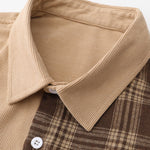 Plaid Corduroy Patchwork Shirt & Corduroy Jogger Pants Set