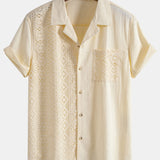Geometric Textured Patchwork Cuban Shirt