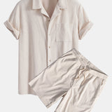 Short Sleeve Corduroy Cuban Shirt & Shorts Set