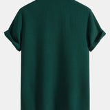 Waffle Polo Collar Shirt with Pocket