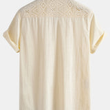 Geometric Textured Patchwork Cuban Shirt