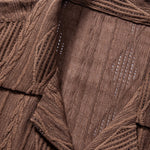 Geometric Jacquard Eyelet Cuban Shirt & Crinkle Textured Pants Set