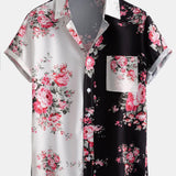 Two Tone Rose Print Button Up Shirt