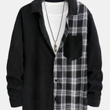 Plaid Corduroy Patchwork Button Up Shirt