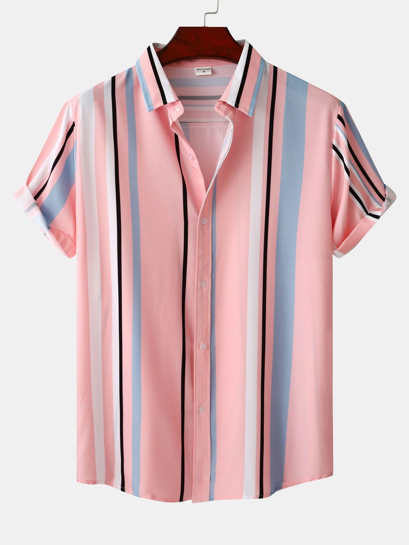 Stripe Print Button Up Shirt