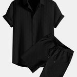 Stripe Jacquard Shirt & Shorts Set