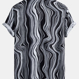 Marble Texture Print Button Up Shirt