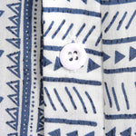 Tribal Geometric Print Half Placket Henley Collar Shirt